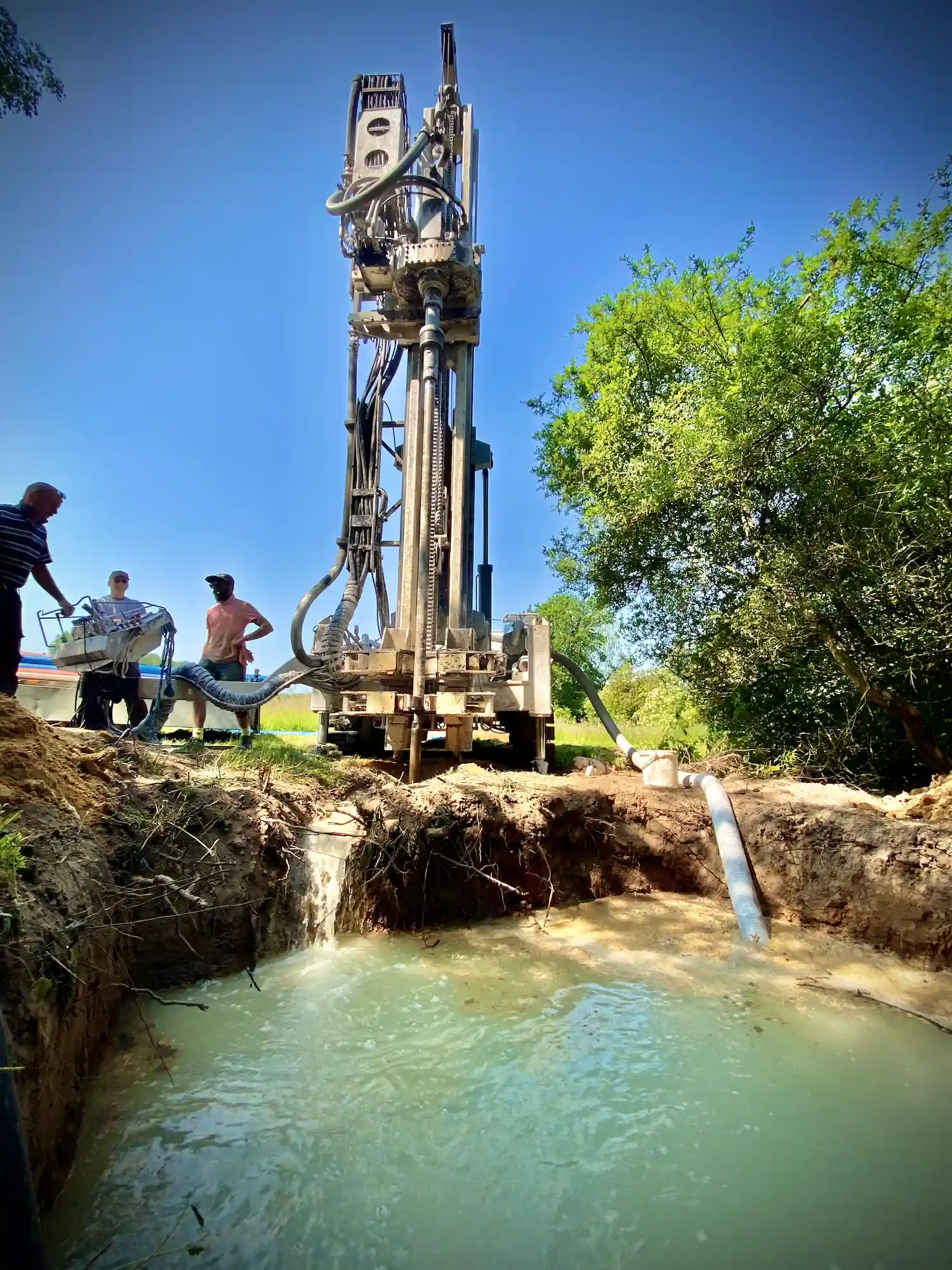 Riviere Feraux - keyline design avec engin de forage